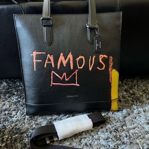 Coach X Jean-michel Basquiat Graham Structured Black Leather Tote